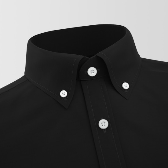 Plain Black With Blue Contrast  Formal Shirt 